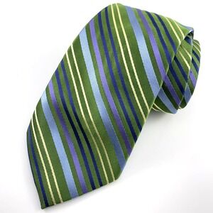 Talbots Kids Child Boys Tie Green Blue Purple Striped 100% Silk Necktie 36" x 3"